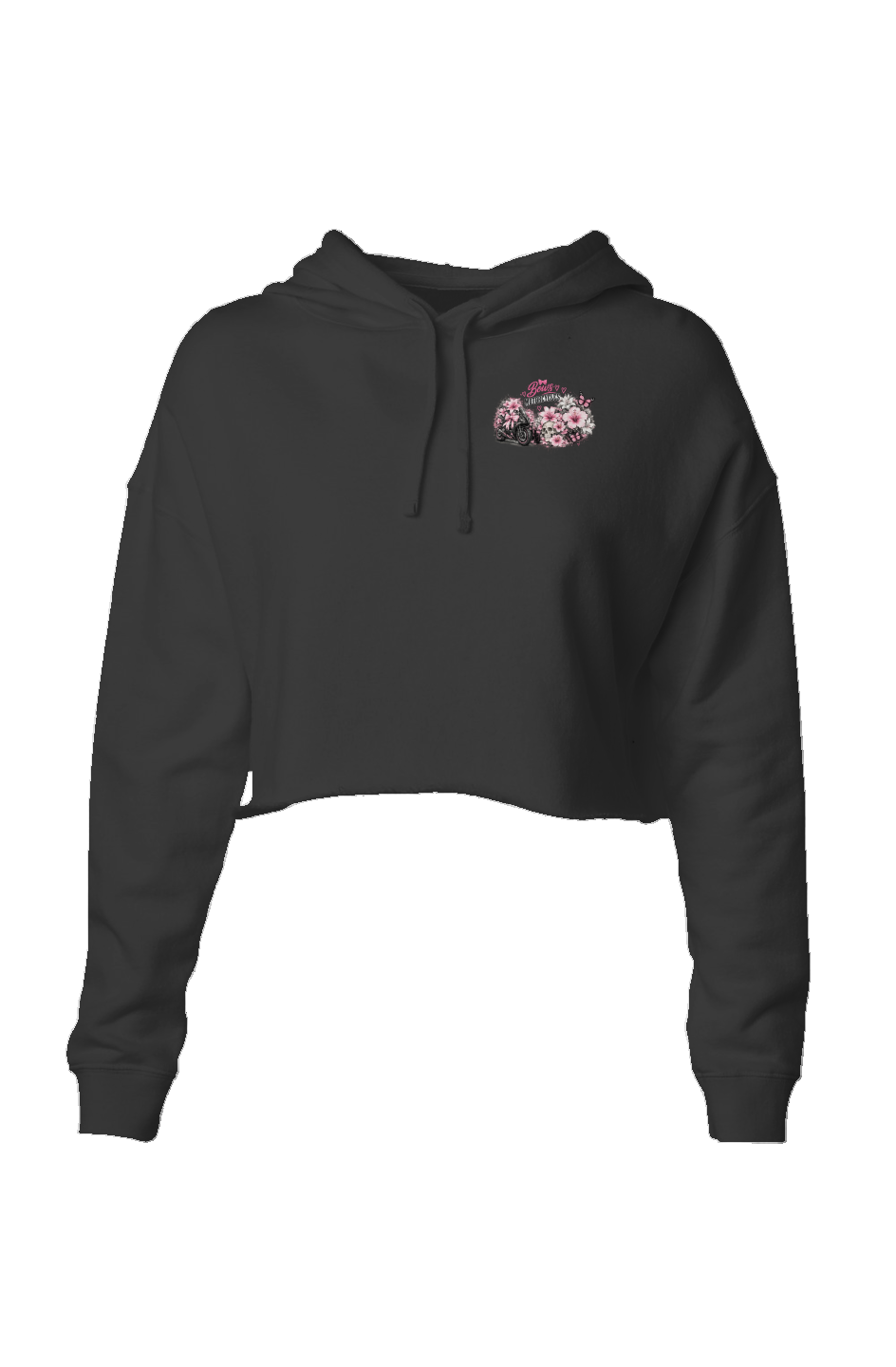 Bows & Motorcycles™ Pink Rebel Crop Hoodie – Stay Pretty, Ride Bold