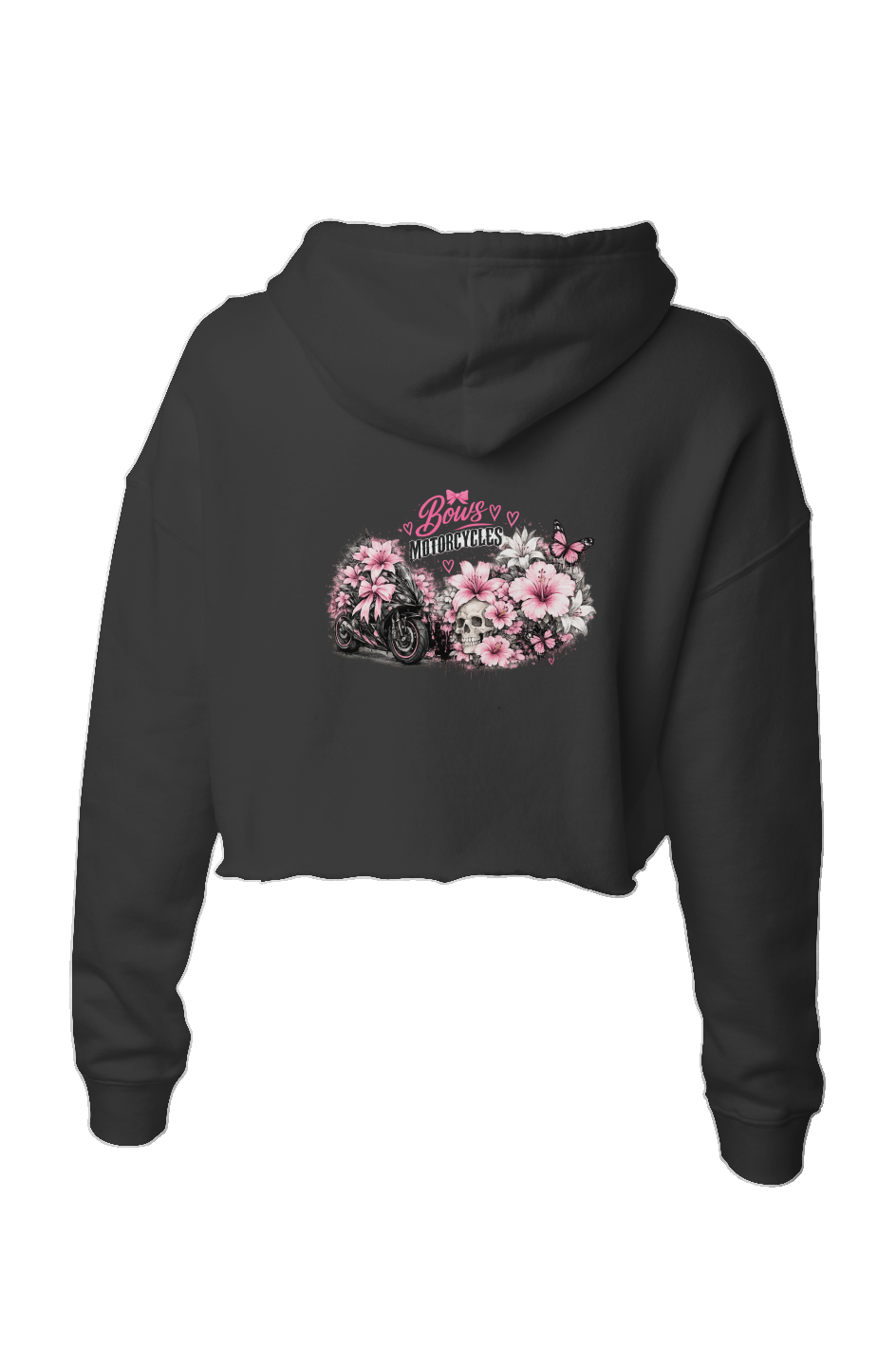 Bows & Motorcycles™ Pink Rebel Crop Hoodie – Stay Pretty, Ride Bold