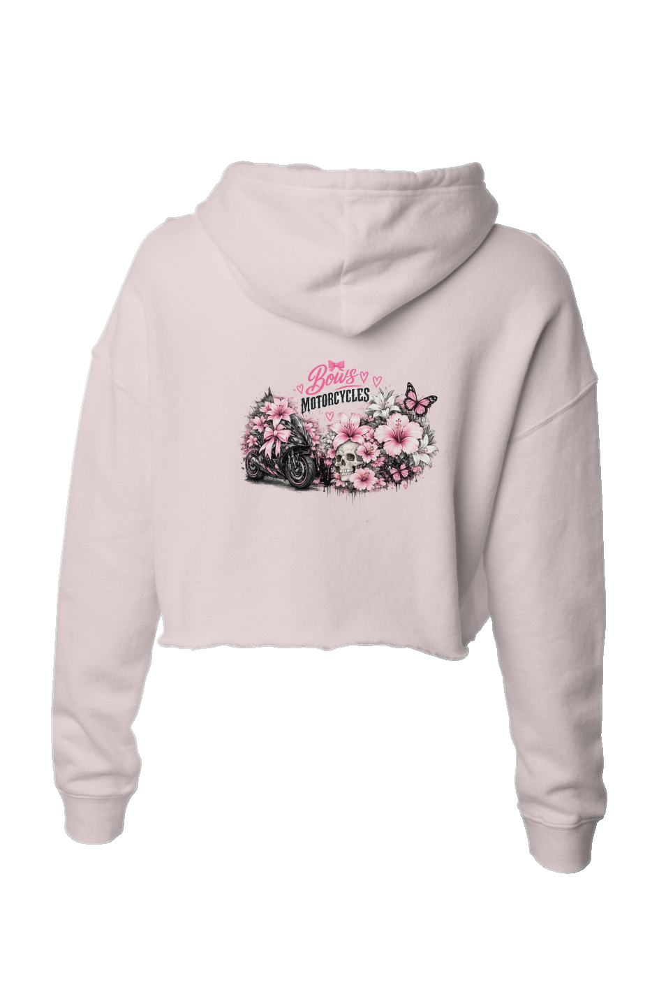 Bows & Motorcycles™ Pink Rebel Crop Hoodie – Stay Pretty, Ride Bold