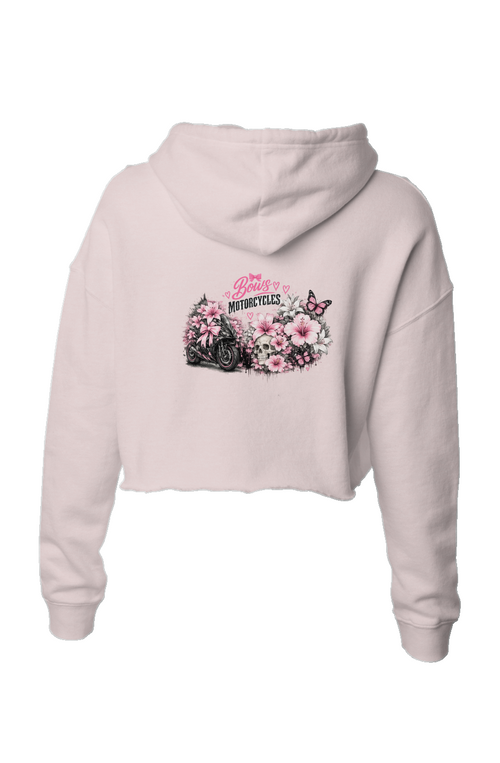 Bows & Motorcycles™ Pink Rebel Crop Hoodie – Stay Pretty, Ride Bold