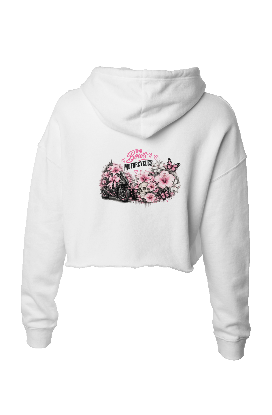 Bows & Motorcycles™ Pink Rebel Crop Hoodie – Stay Pretty, Ride Bold
