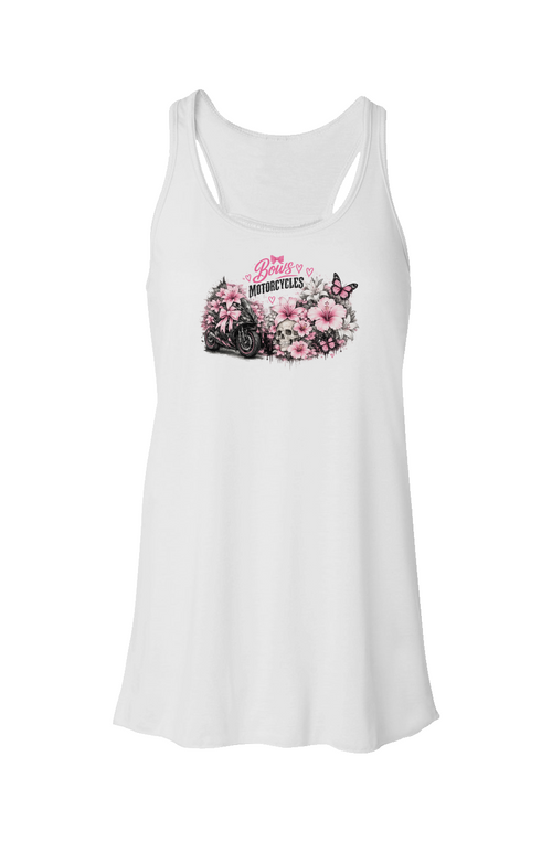 Bows & Motorcycles™ Pink Rebel Flowy Racerback Tank – Stay Pretty, Ride Bold