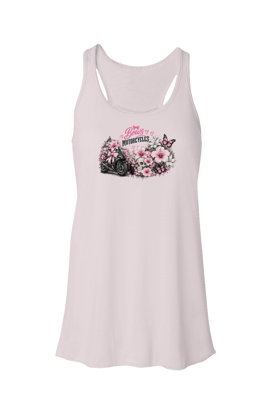 Bows & Motorcycles™ Pink Rebel Flowy Racerback Tank – Stay Pretty, Ride Bold