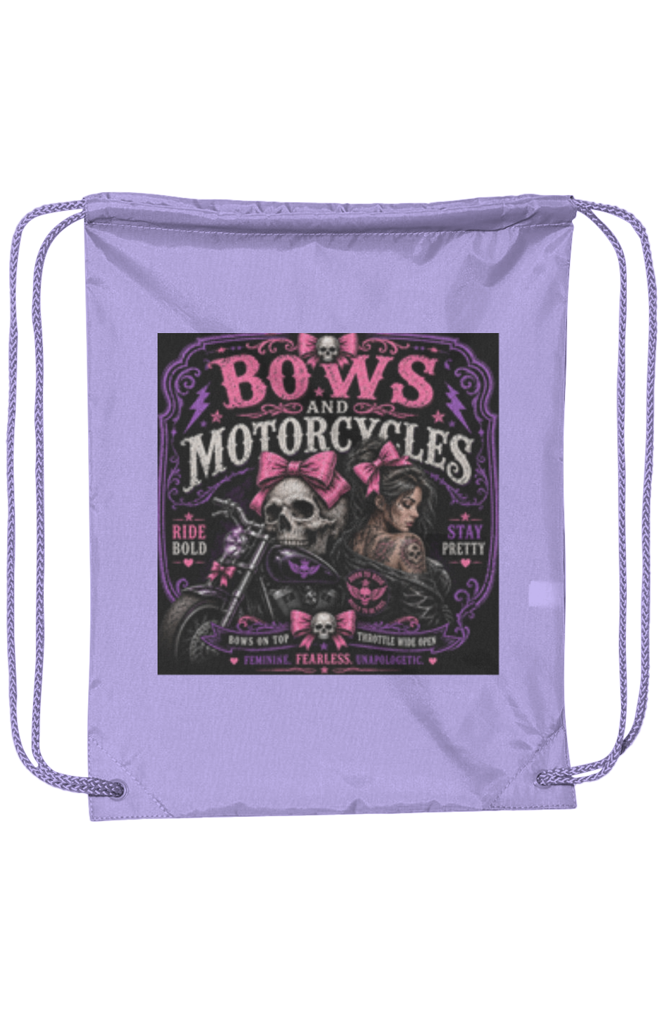 Bows & Motorcycles™ Ride Bold Drawstring Pack – Feminine, Fearless & Unapologetic