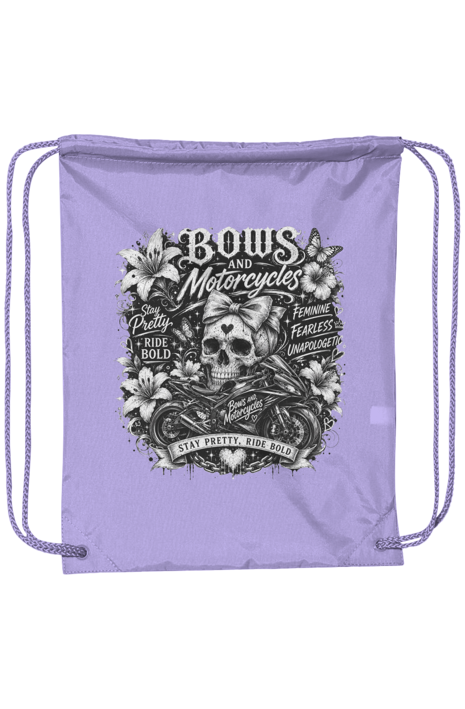 Bows & Motorcycles™ Drawstring Pack – Stay Pretty, Ride Bold