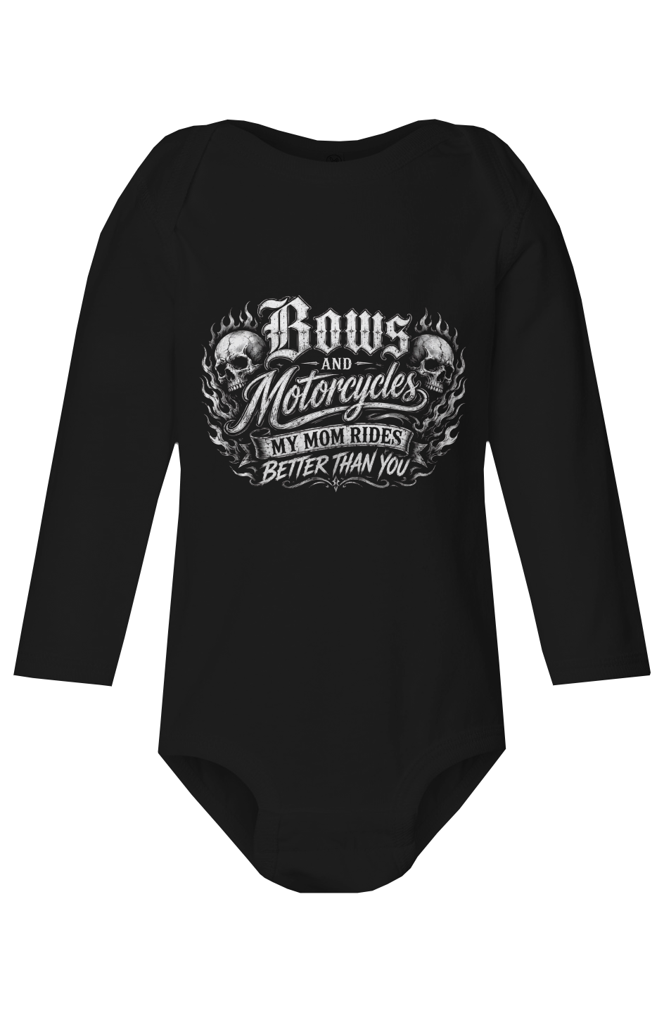 My Mom Rides Better Than You Infant Long Sleeve Bodysuit | Bows & Motorcycles